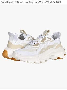 Sorel White and Chalk Women's Kinetic Breakthru Lace Sneakers